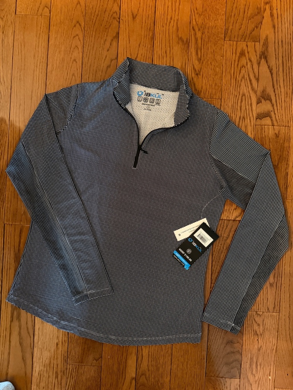 IBKUL Black & White Micro-Print Half-Zip Pullover